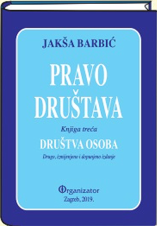 Pravo društva, knjiga treća, društva osoba - Jakša Barbić